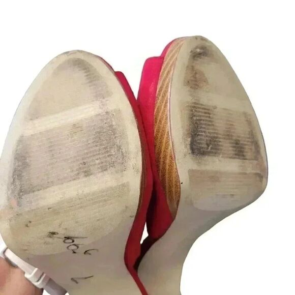 Style & Co. Women's Red Faux Suede Open Toe 3" Heel Sling Back Sandals - Picture 9 of 9